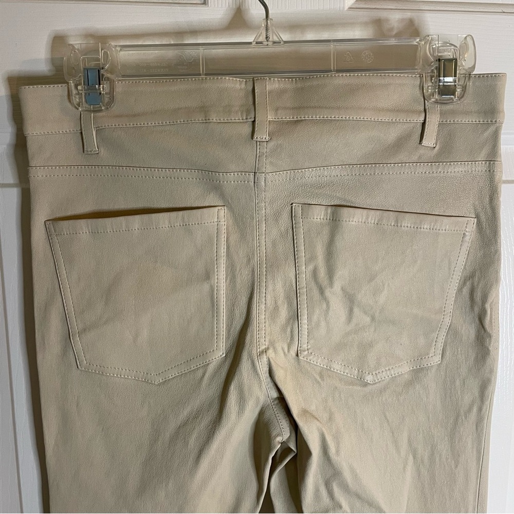 Theory Cream color Boot Cut Lamb Leather Pants Size 4 capsule light academia - Picture 6 of 7